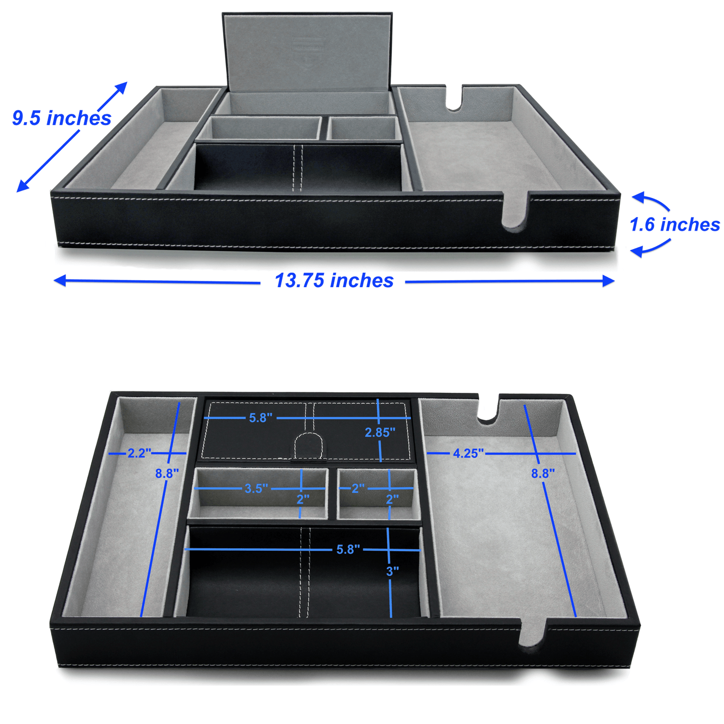 HOUNDSBAY Valet Organizer The Victory - Valet Tray for Men with Large Smartphone Charging Station