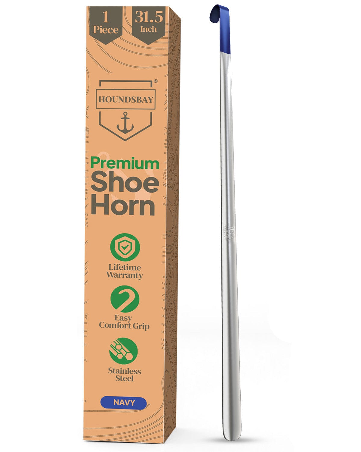 HOUNDSBAY Shoe Horn Extra-Long Handled Metal Shoe Horn