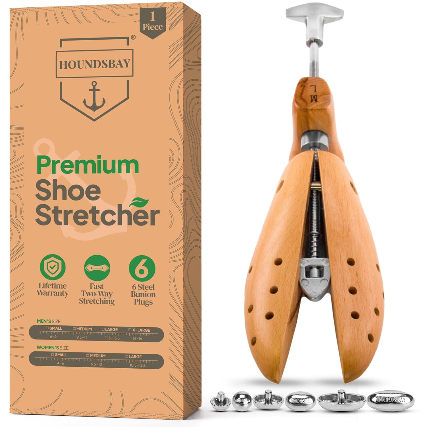 HOUNDSBAY Shoe Stretcher Bulldog - Heavy-Duty Wood & Metal 2-Way Premium Shoe Stretcher
