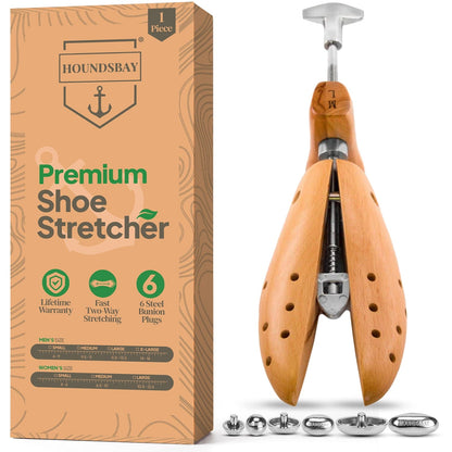 HOUNDSBAY Shoe Stretcher Bulldog - Heavy-Duty Wood & Metal 2-Way Premium Shoe Stretcher