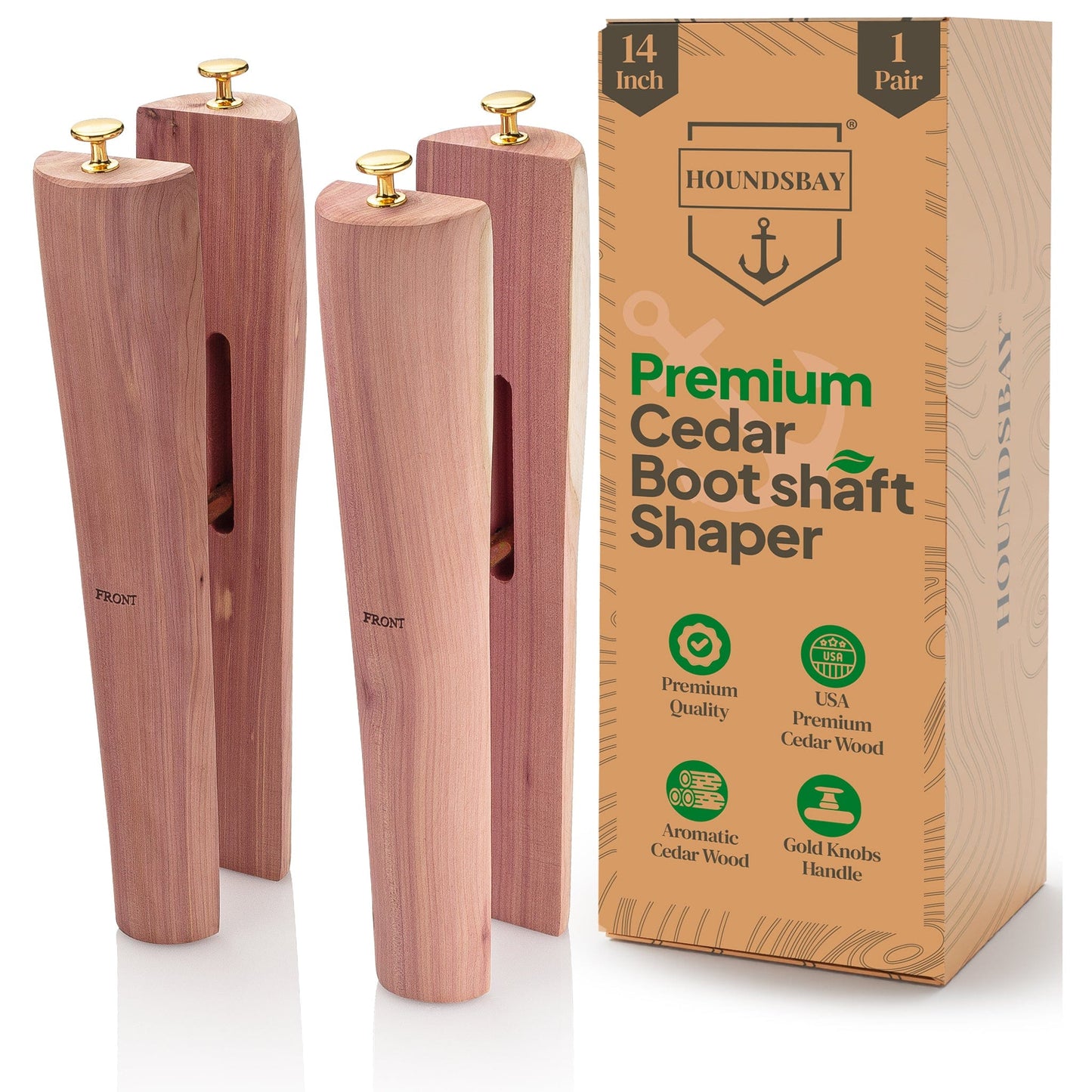 HOUNDSBAY Shoe Trees Cedar Boot Tree Shaft Shapers for Long Boots & Cowboy Boots