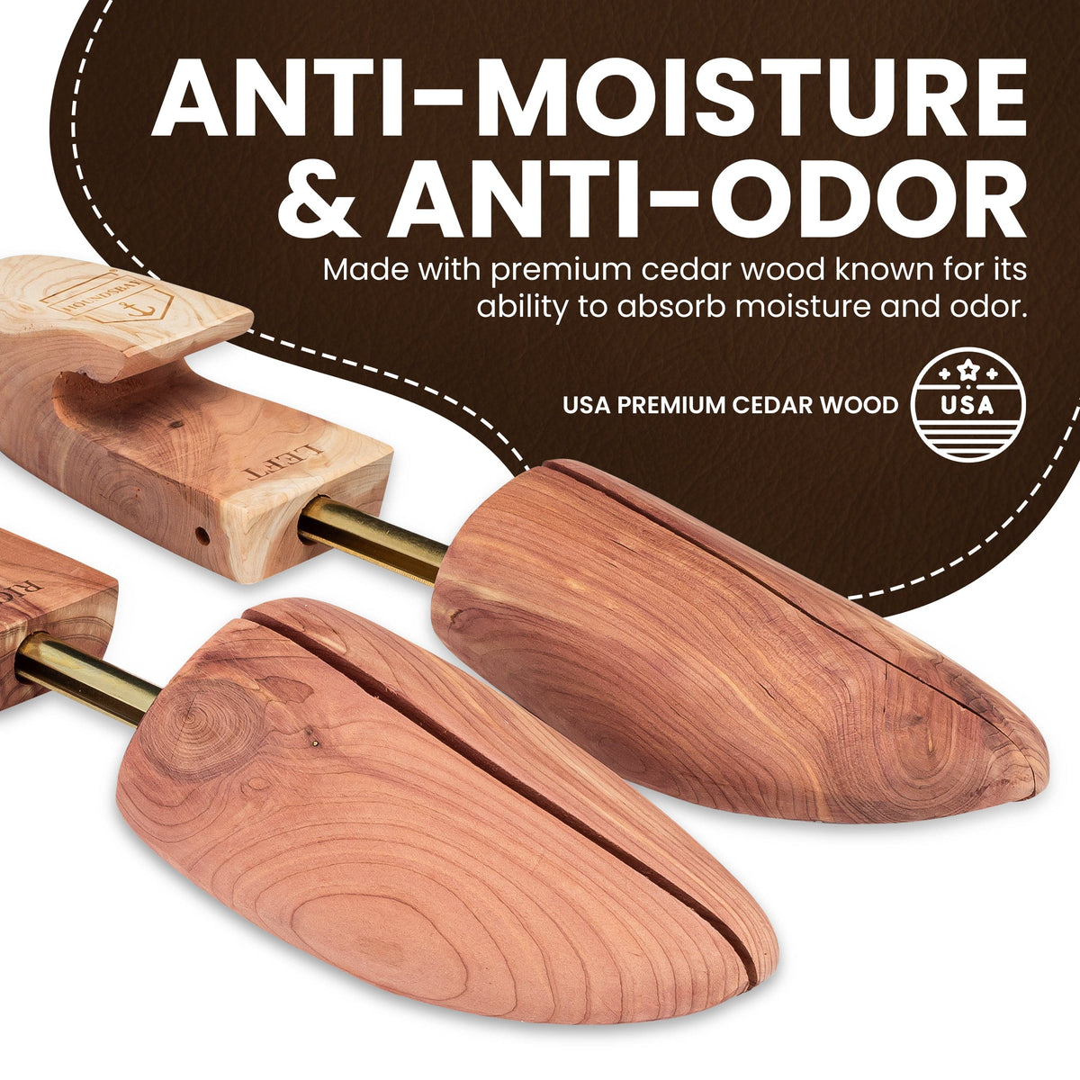 HOUNDSBAY Shoe Trees Men’s Cedar Shoe Tree - Premium USA-Grown Eastern Red Cedar