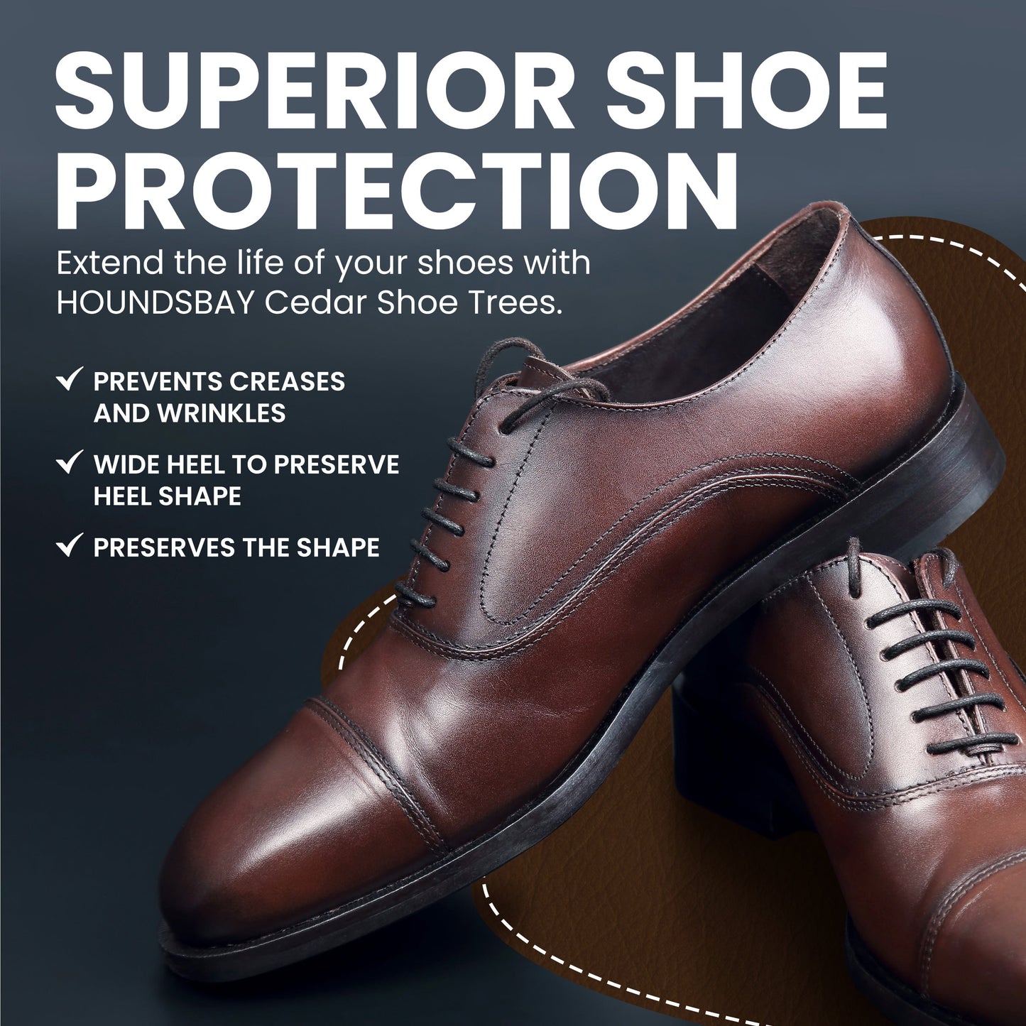 HOUNDSBAY Shoe Trees Men’s Cedar Shoe Tree - Premium USA-Grown Eastern Red Cedar