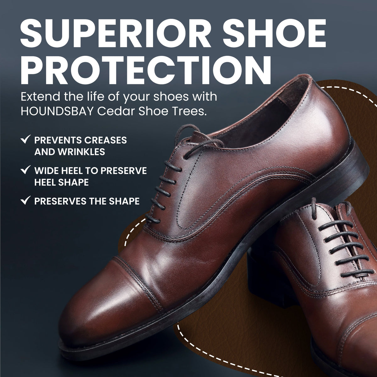 HOUNDSBAY Shoe Trees Men’s Cedar Shoe Tree - Premium USA-Grown Eastern Red Cedar