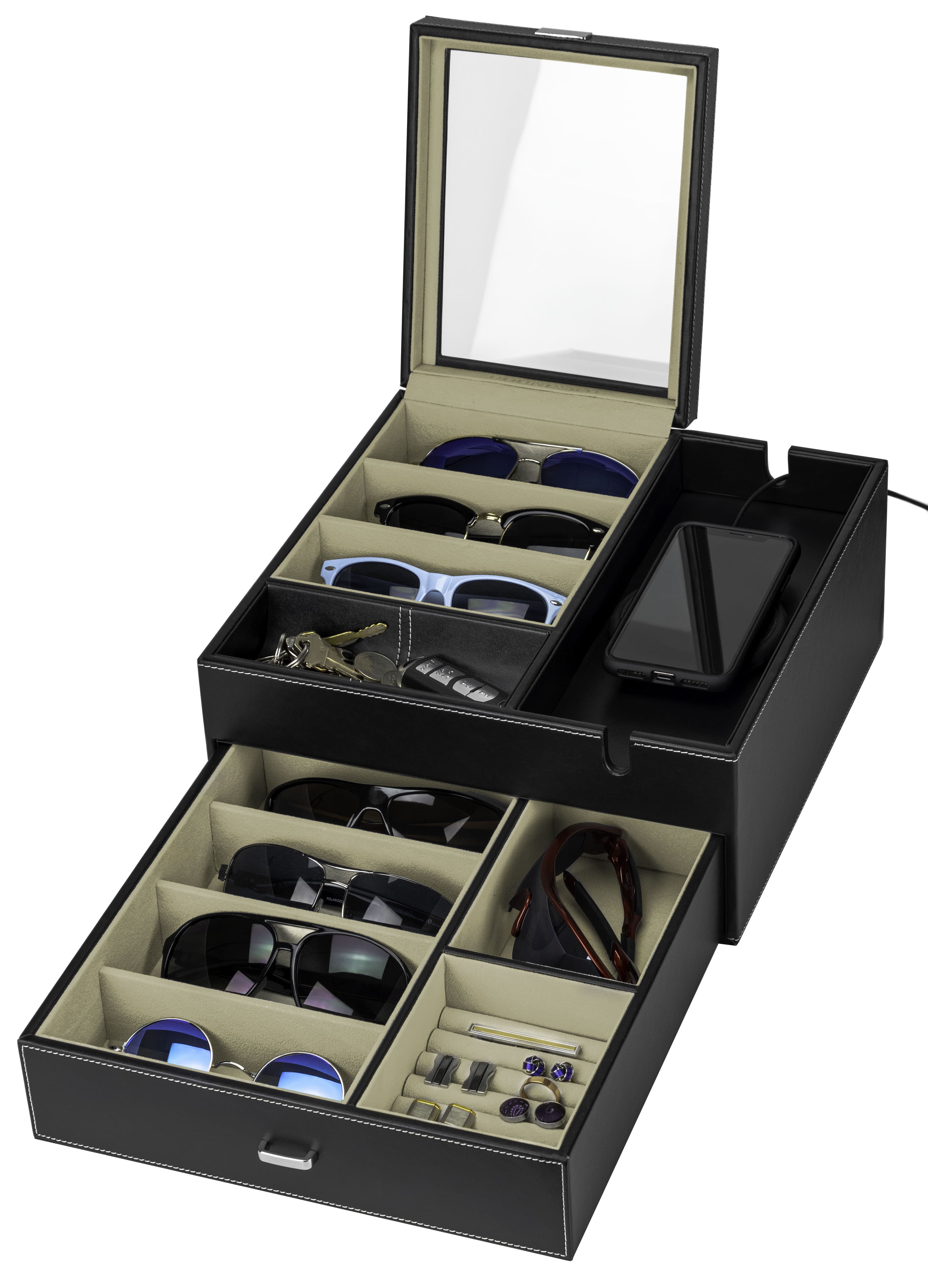 Tesla Model 3 Y Sunglasses Case Center Control Armrest Box Glasses Hol -  EVBASE-Premium EV&Tesla Accessories