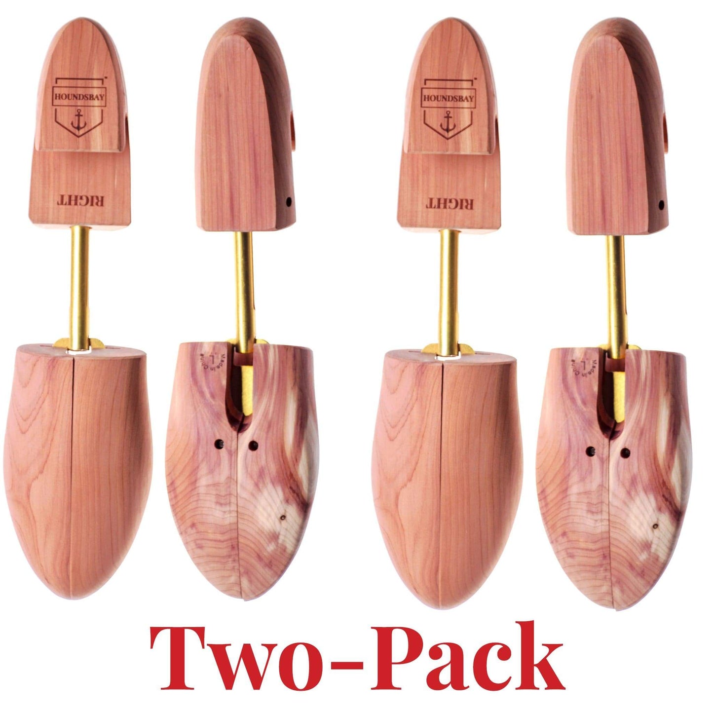 HOUNDSBAY Shoe Trees 2-Pack - Men’s Cedar Shoe Tree – Split Toe