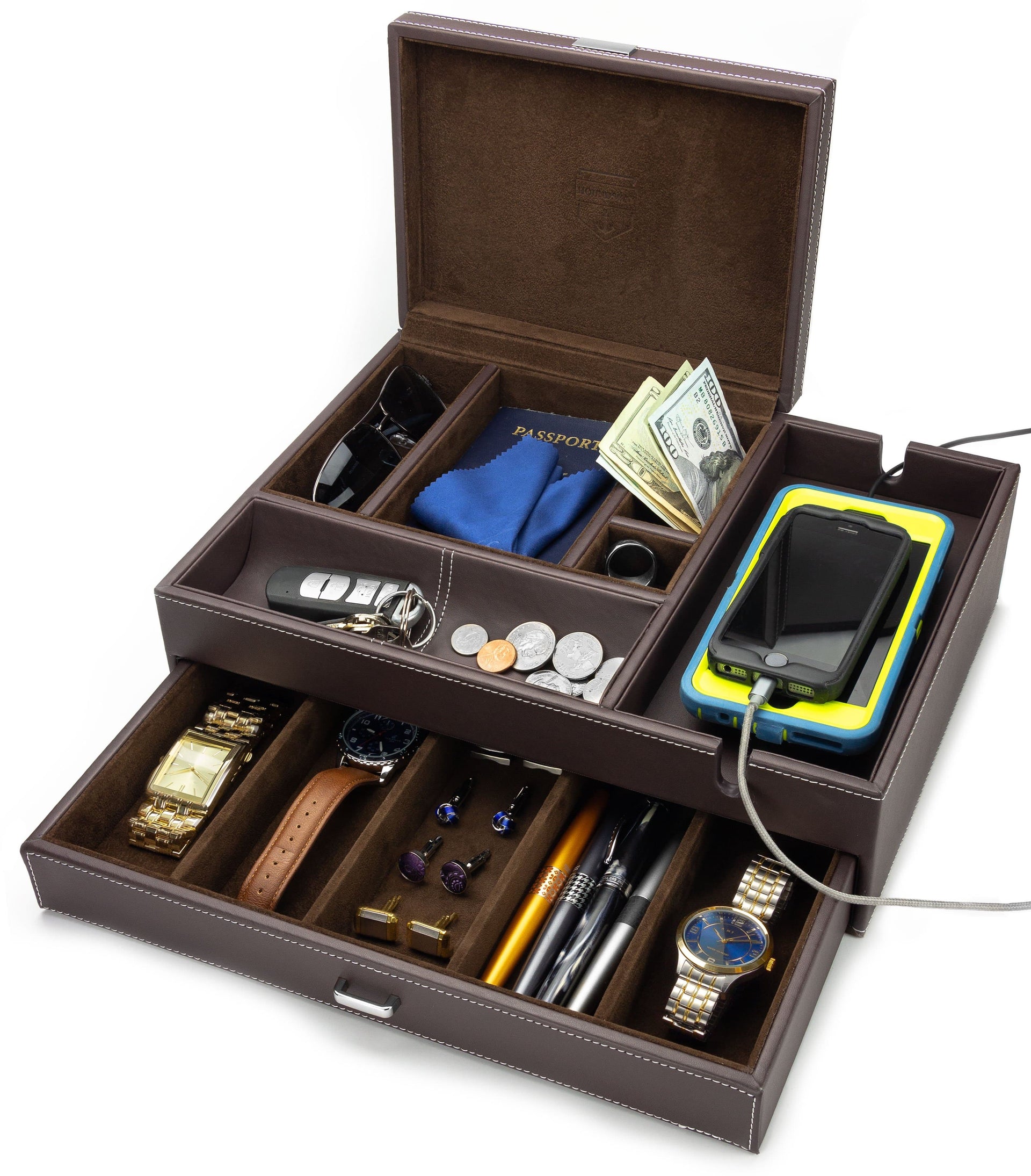 Admiral - Big Dresser Valet Box Organizer with Large Smartphone