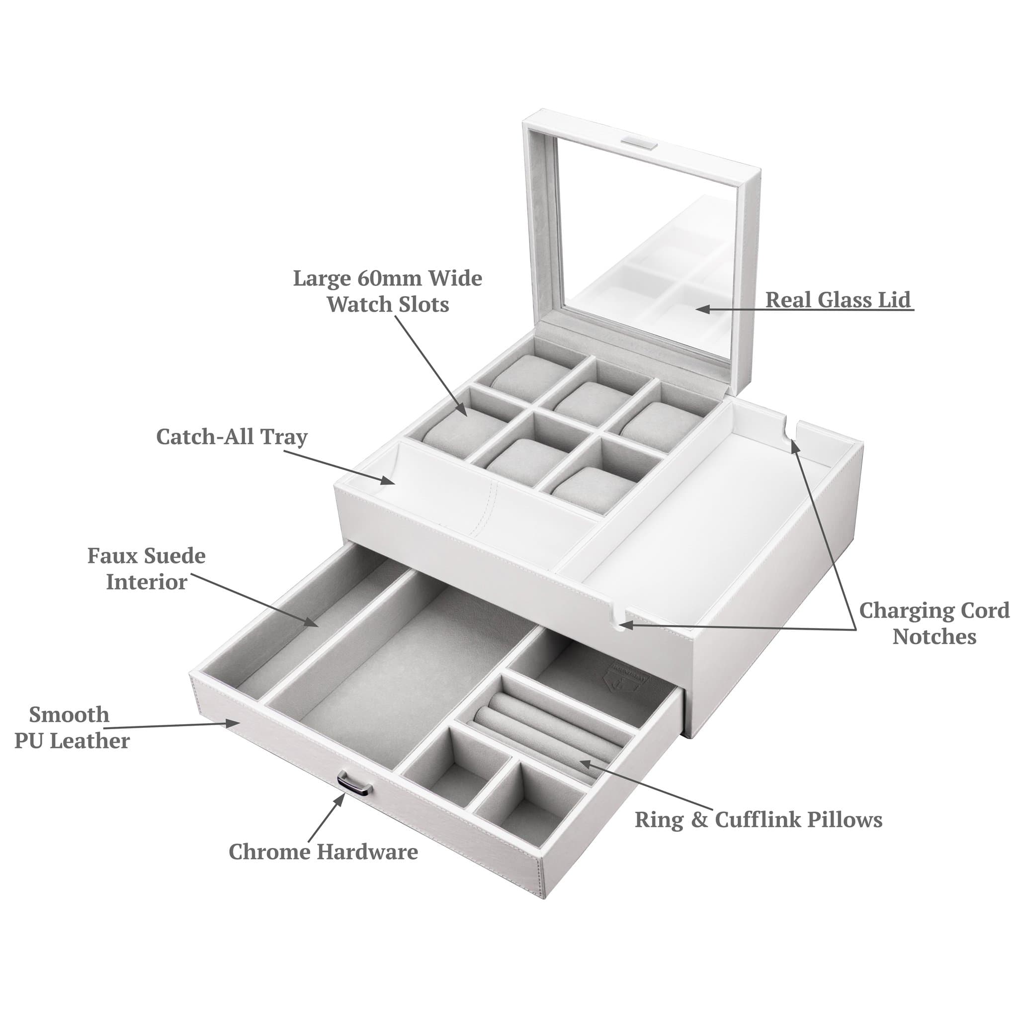 Houndsbay commander dresser valet watch box case & mens 2025 jewelry box organizer