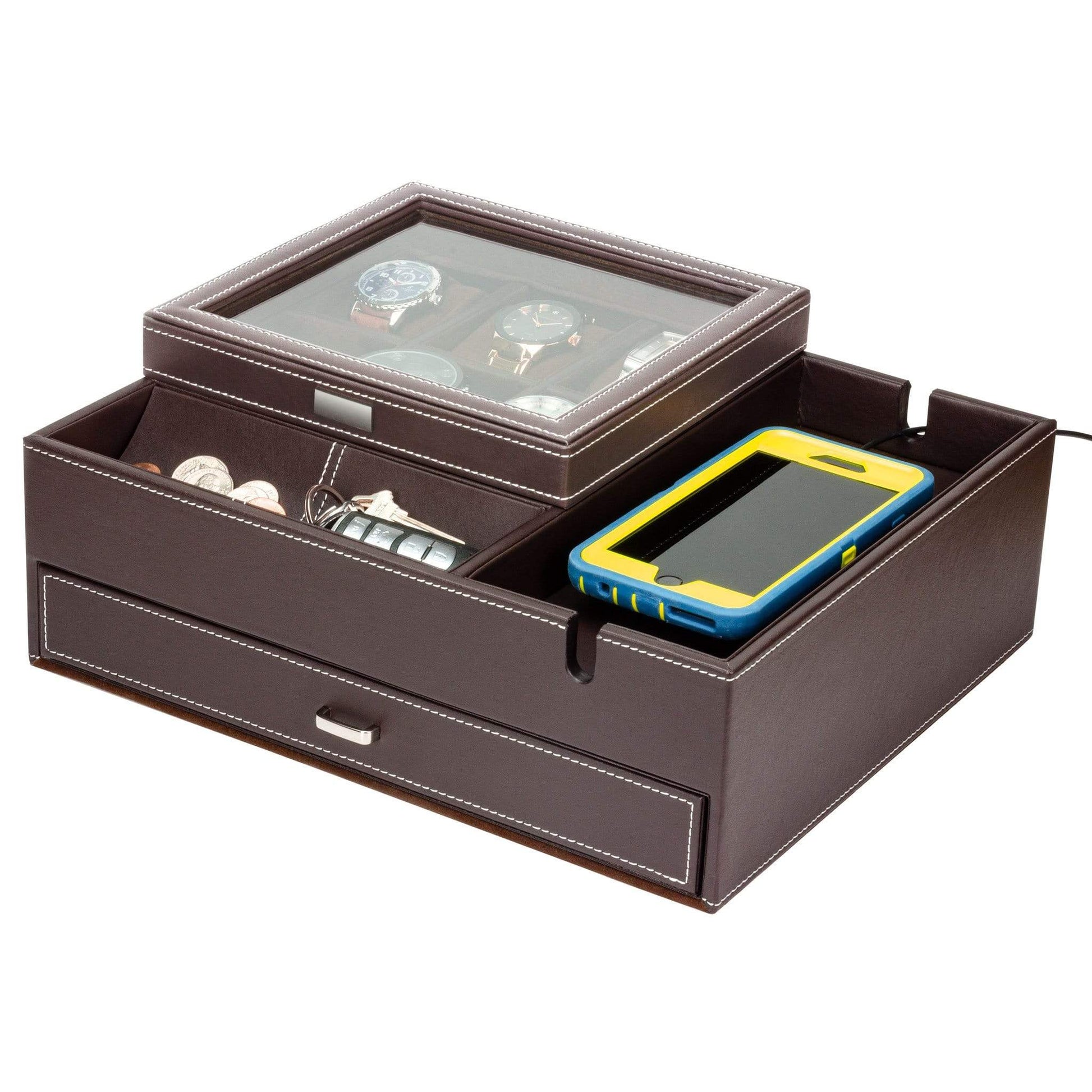 Admiral - Big Dresser Valet Box Organizer with Large Smartphone Charging  Station