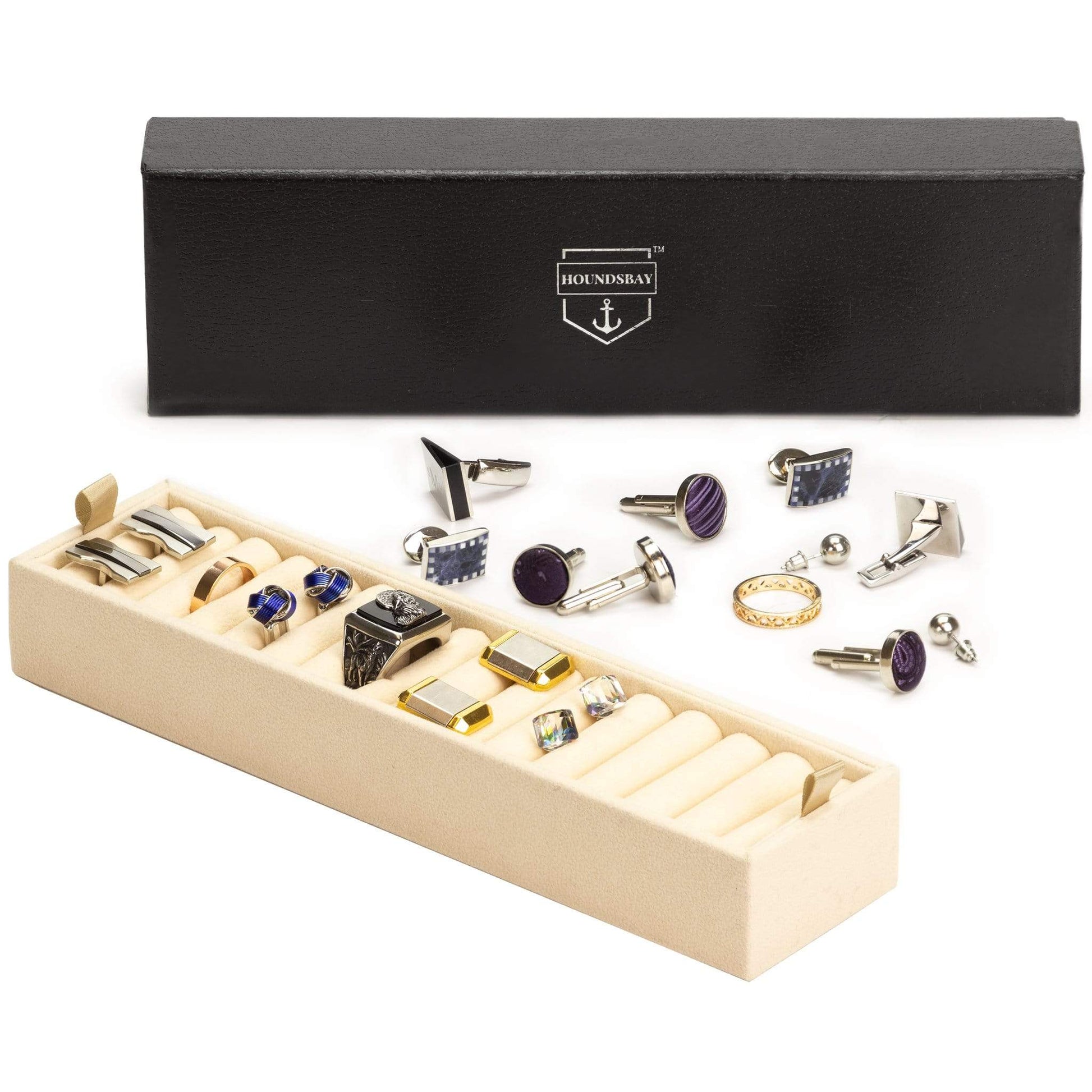 HOUNDSBAY Valet Organizer Ivory Ring, Cufflink, and Jewelry Tray for Admiral, Commander, and Victory Valets