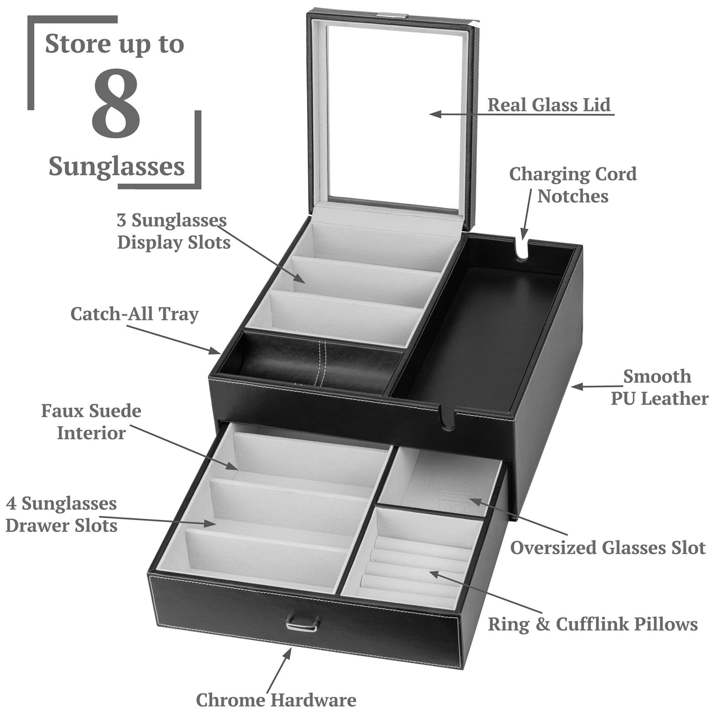 HOUNDSBAY Valet Organizer Lookout - Sunglasses Organizer Valet Box