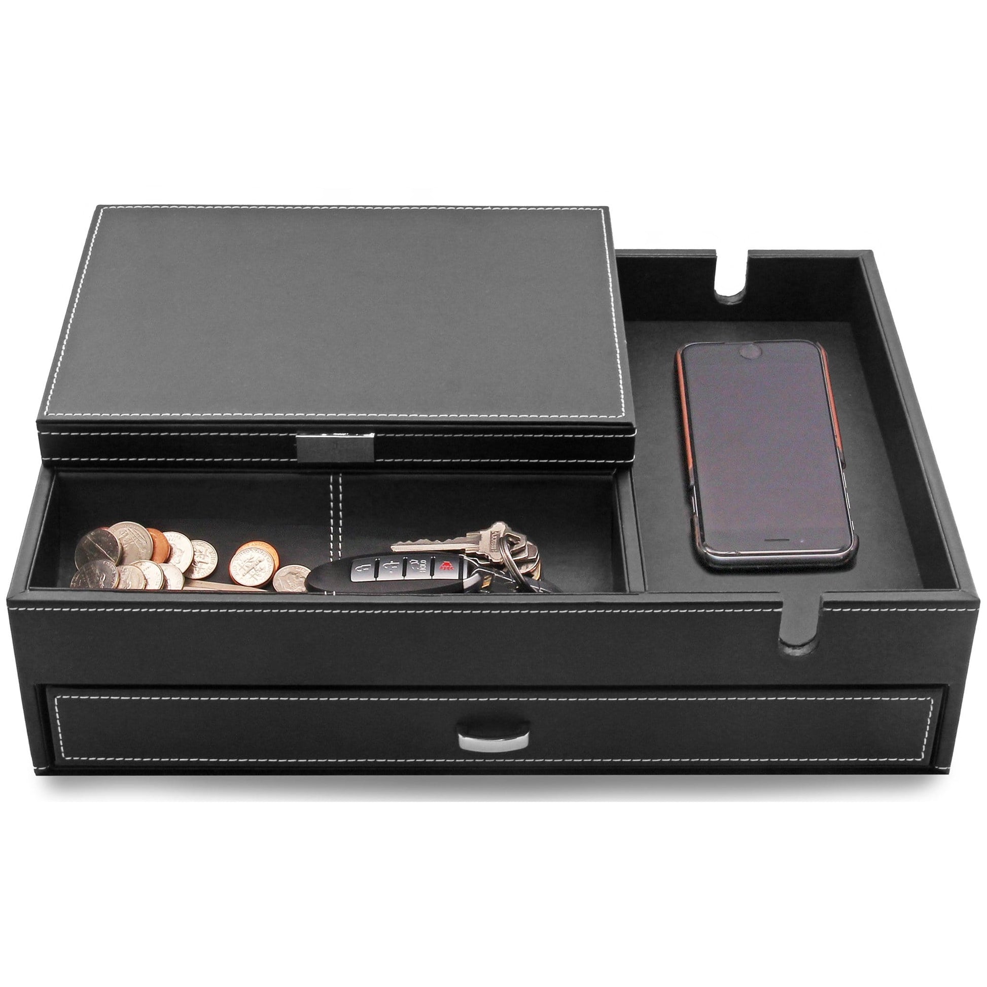 Admiral - Big Dresser Valet Box Organizer with Large Smartphone Chargi HOUNDSBAY Admiral - Big Dresser Valet Box Organizer with Large Smartphone Chargi HOUNDSBAY