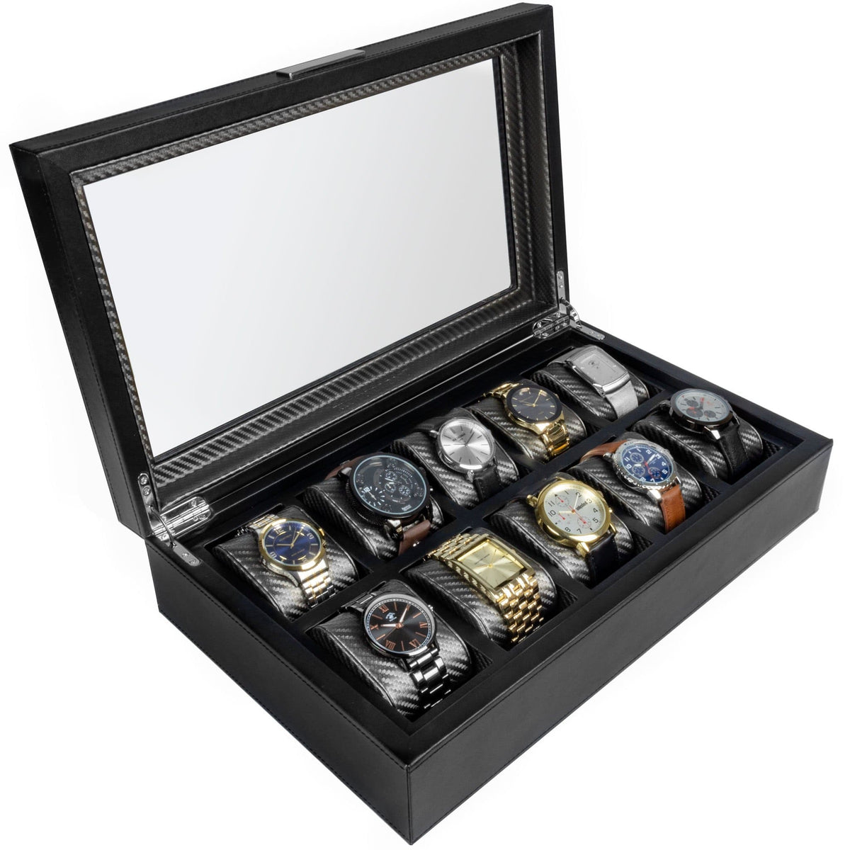 Modular Watch Display Box Mariner - Watch Display Box with Carbon Fiber Patterned Interior - 10 ...