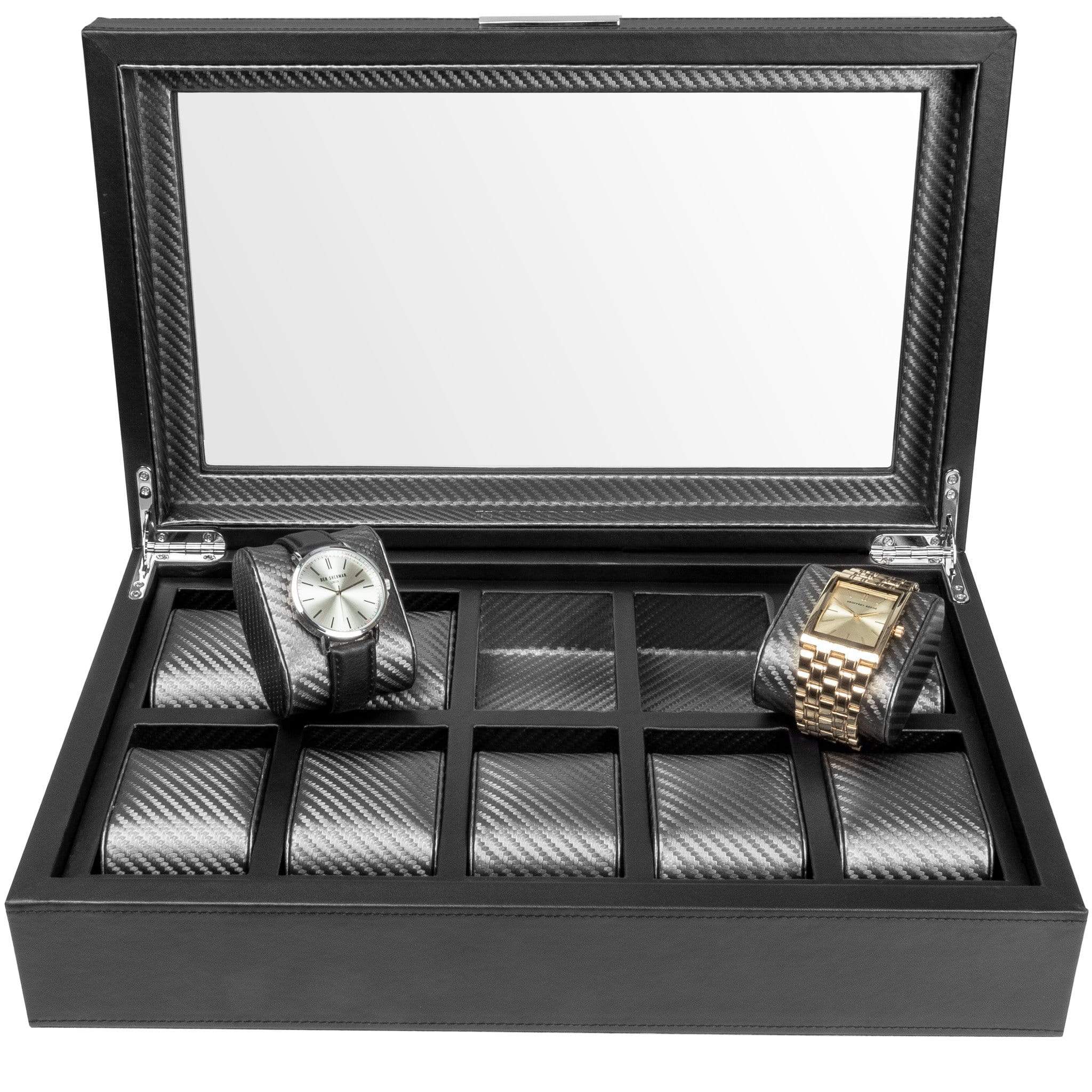 Mariner - Watch Display Box with Carbon Fiber Patterned Interior - 10  Watches